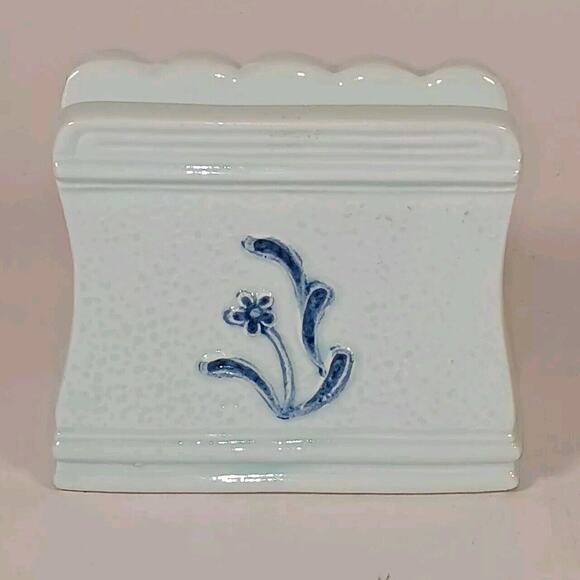 Davar  Porcelain Napkin Holder Blue Rooster 4" x 3.5" Japan - Picture 4 of 11